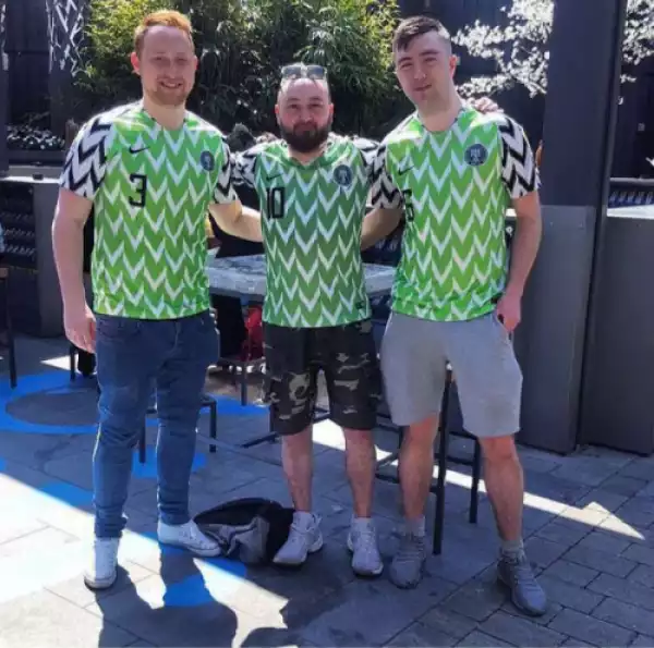 Photos Of Foreigners Rocking Super Eagles’ Jersey Proudly After It Sold Out Yesterday